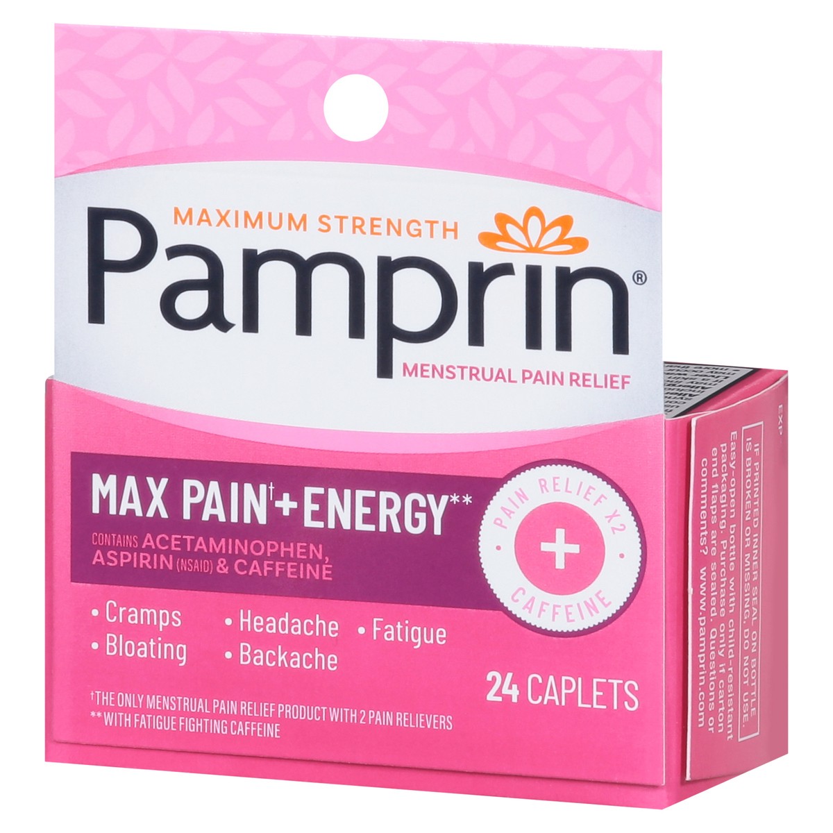 slide 3 of 14, Pamprin Maximum Strength Menstrual Pain Relief 24 Caplets, 24 ct