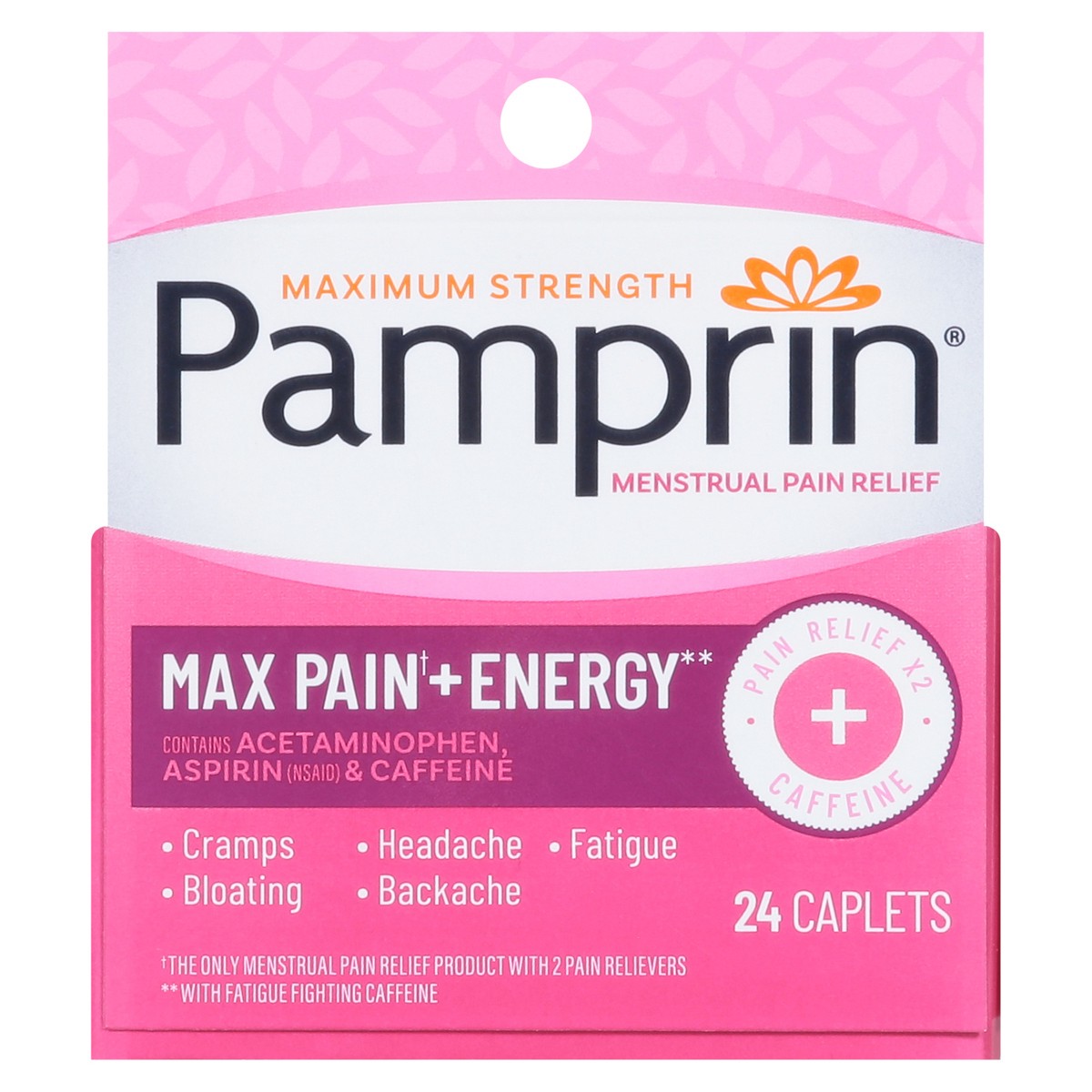 slide 1 of 14, Pamprin Maximum Strength Menstrual Pain Relief 24 Caplets, 24 ct
