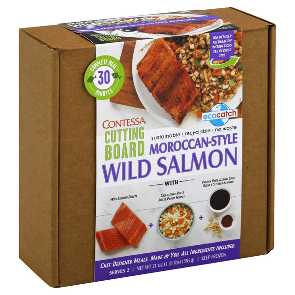 slide 1 of 1, Aqua Star Contessa Cutting Board Moroccan Style Wild Salmon Meal Kit, 21 oz