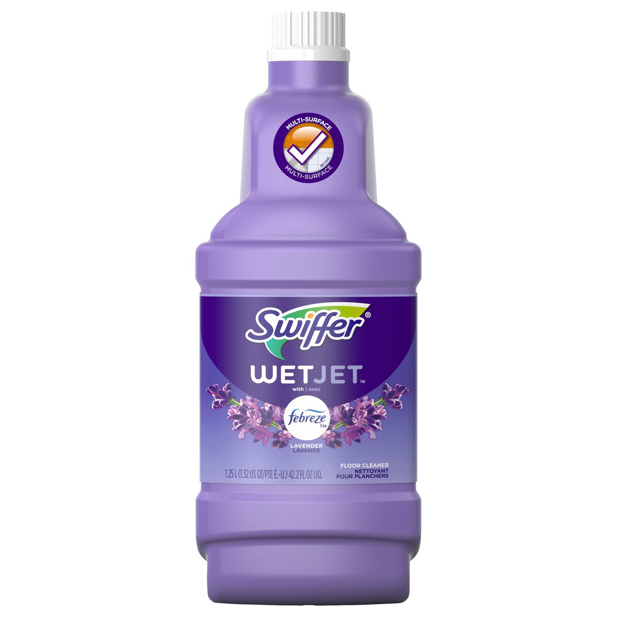 slide 1 of 1, Swiffer Wet Jet Mop Refill Solution, Wood, Laminate, Tile, Floor Cleaner, Lavender, 1.25 Liters, 42.2 fl oz