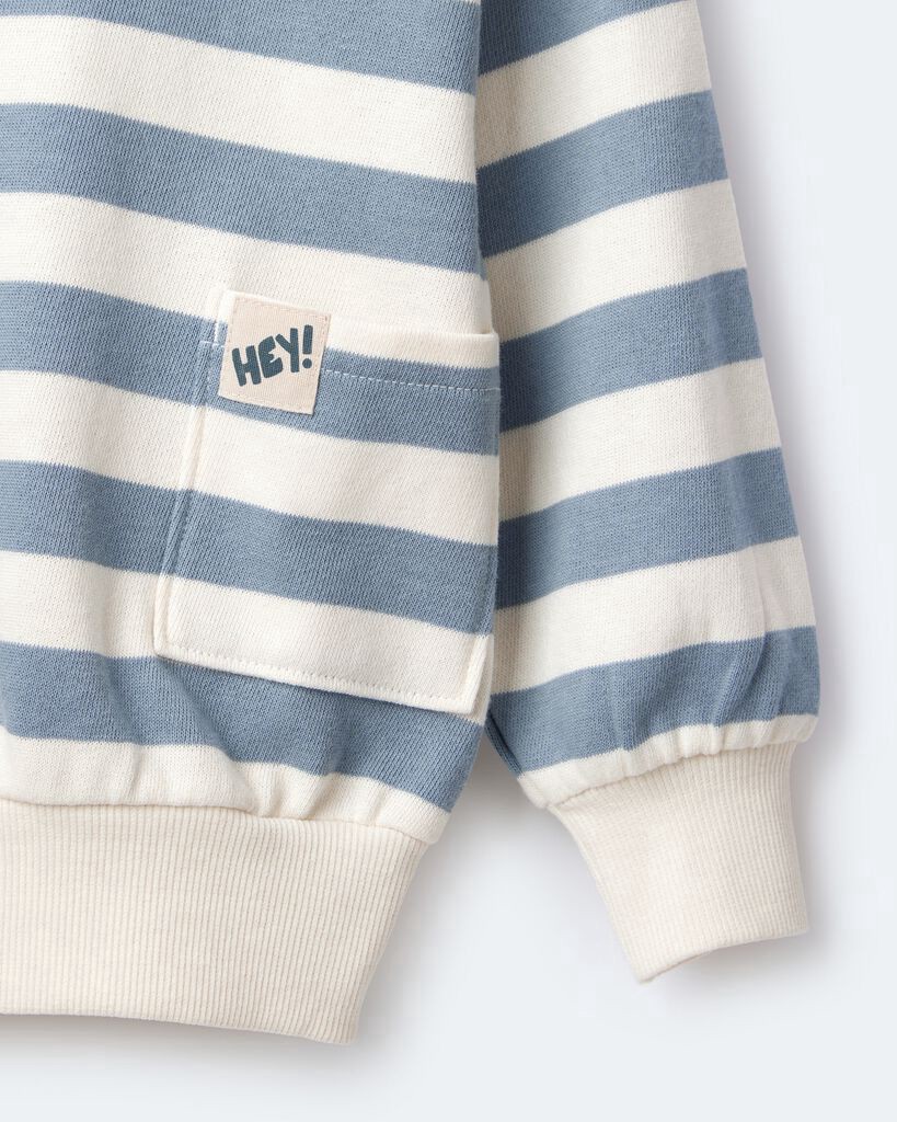 slide 7 of 7, Otteravenue Toddler 'Hey!' Striped Otter Sweatshirt™ with Pockets - Blue/Cream Cream/Blue 6, 1 ct