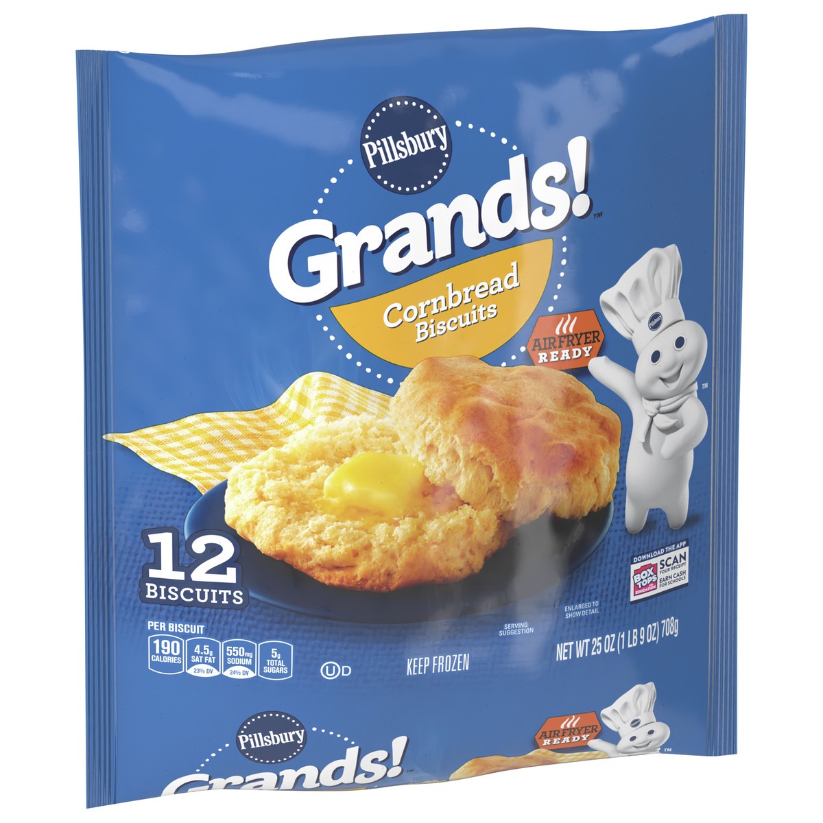 slide 5 of 9, Grands! Cornbread Biscuits, Frozen, 12 Biscuits, 25 oz., 12 ct
