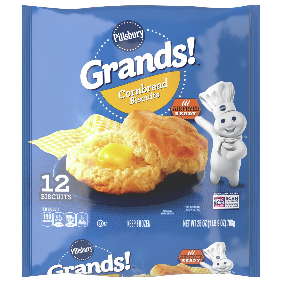 slide 1 of 9, Pillsbury Grands! Cornbread Frozen Biscuit 12 Count, 12 ct