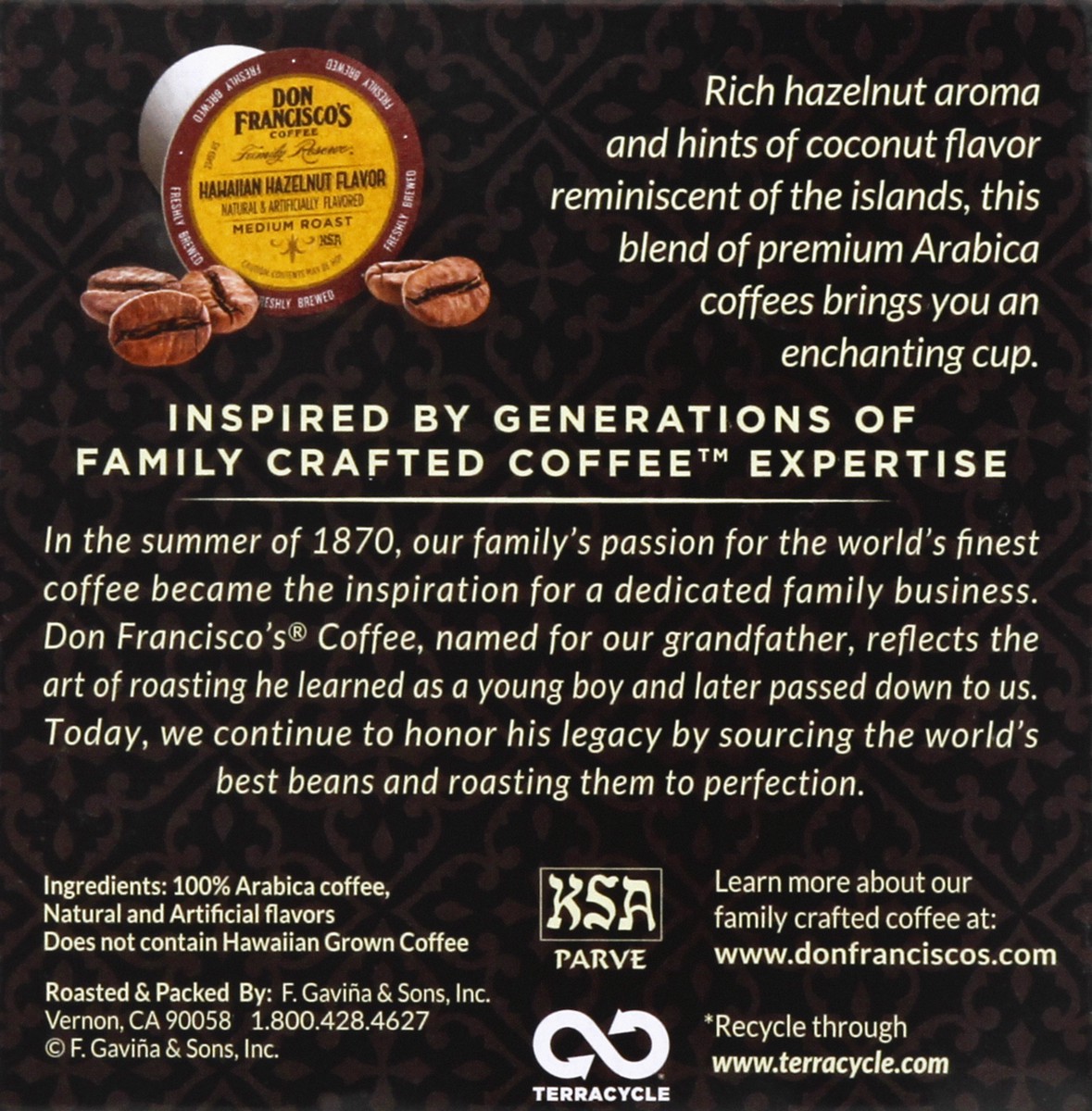 slide 6 of 9, Don Franciscos Single Serve Pods Medium Roast Hawaiian Hazelnut Flavor Coffee 12 ea, 12 ct