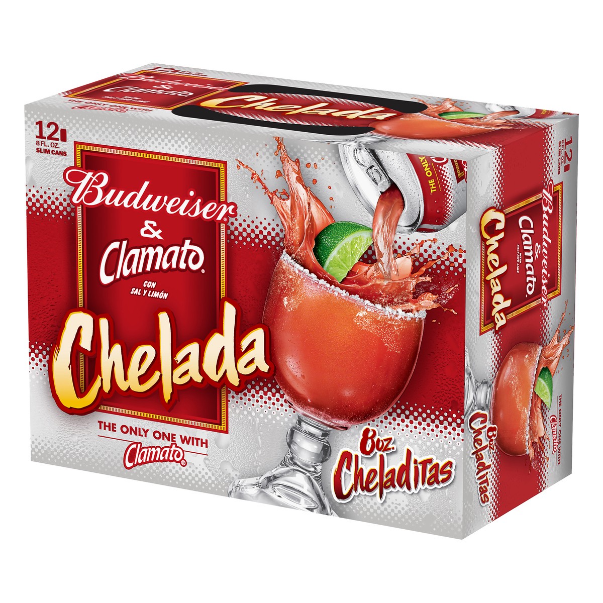 slide 8 of 8, Budweiser & Clamato With Salt and Lime Chelada Beer 12 ea, 12 ct; 8 fl oz