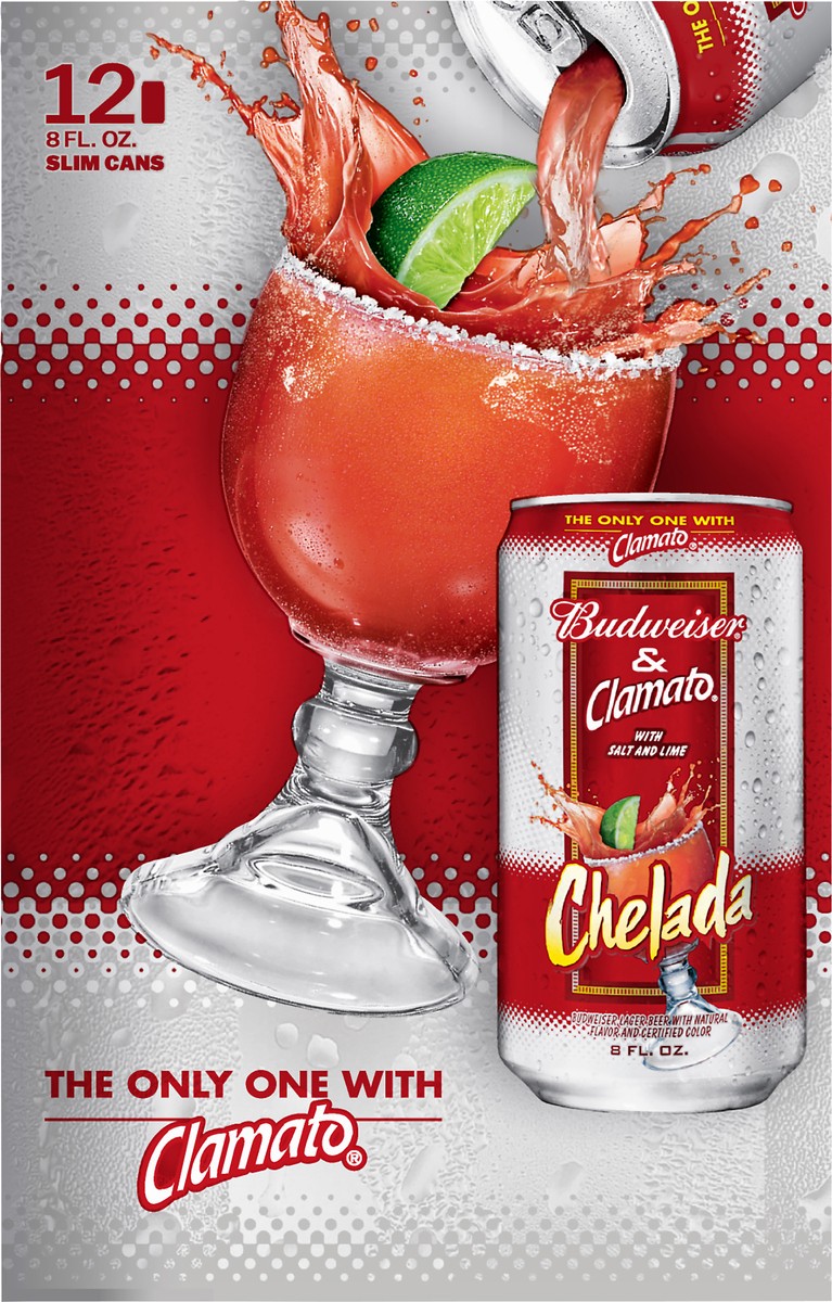 slide 6 of 8, Budweiser & Clamato With Salt and Lime Chelada Beer 12 ea, 12 ct; 8 fl oz