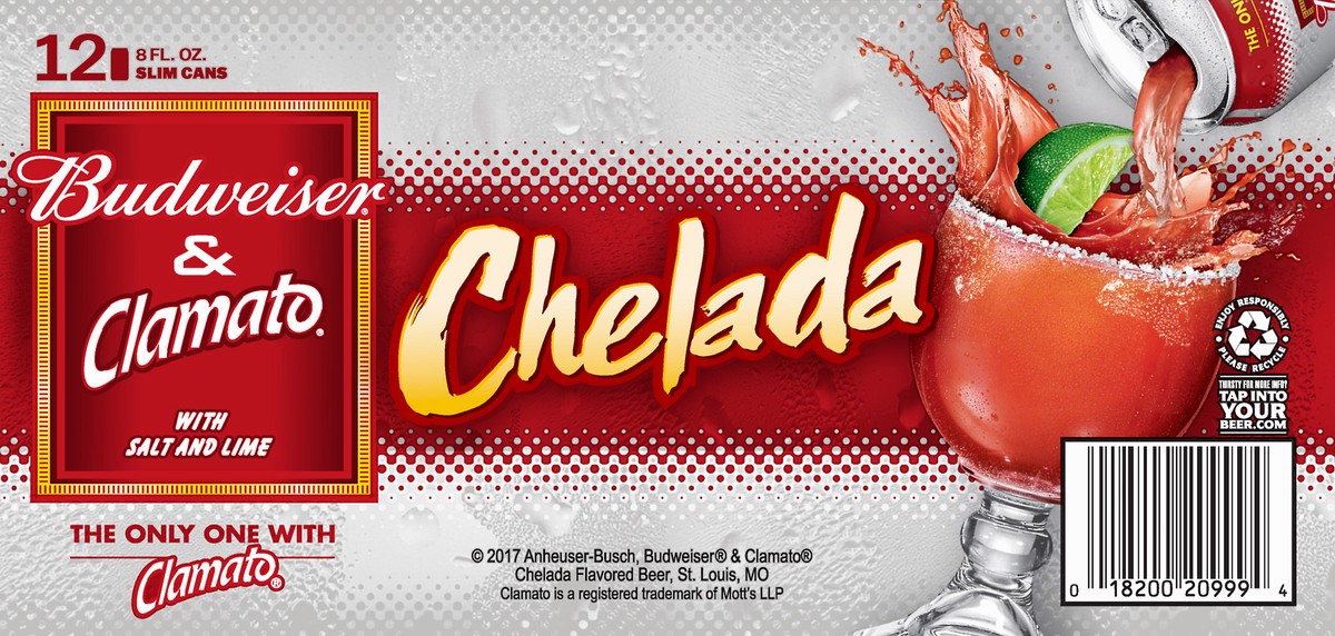 slide 3 of 8, Budweiser & Clamato With Salt and Lime Chelada Beer 12 ea, 12 ct; 8 fl oz