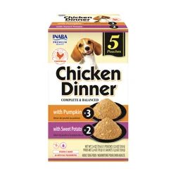 Inaba Chicken Dinner For Dog, Complete & Balanced, Soft, Smooth Pâté Dog Food, 2.4 oz Pouch, 5 Pouches, Pumpkin & Sweet Potato Variety