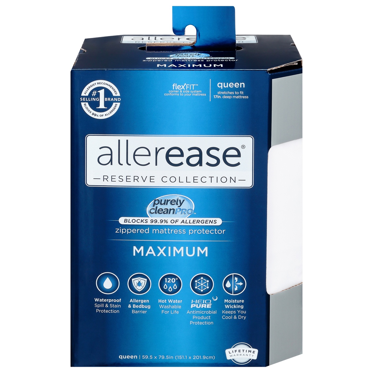 AllerEase Maximum Allergy and Bedbug Waterproof Zippered Mattress Protector,  Queen 1 ct