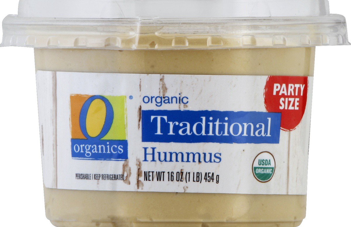 slide 2 of 3, O Organics Hummus Traditional Party Size, 16 oz