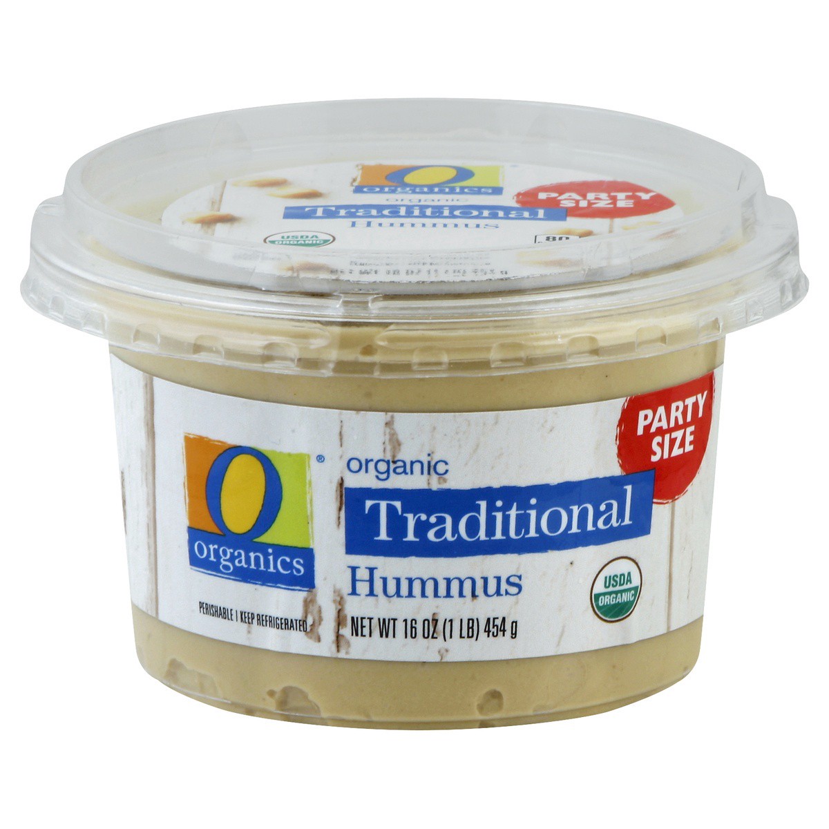slide 1 of 3, O Organics Hummus Traditional Party Size, 16 oz