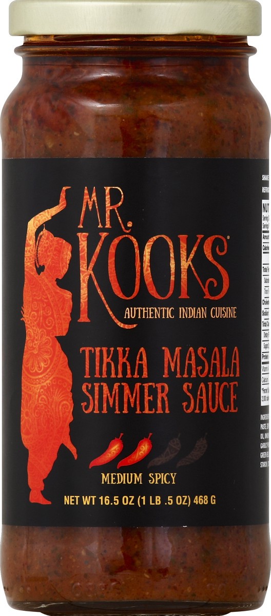 slide 2 of 2, Mr. Kooks Medium Spicy Tikka Masala Simmer Sauce 16.5 oz, 16 oz