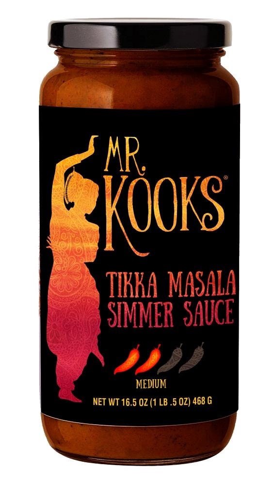 slide 1 of 2, Mr. Kooks Medium Spicy Tikka Masala Simmer Sauce 16.5 oz, 16 oz