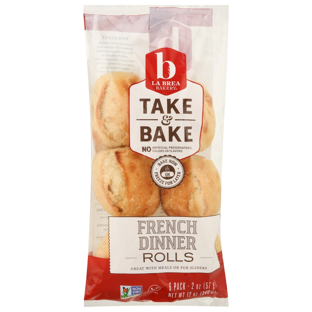 slide 1 of 8, La Brea Bakery Take & Bake French Dinner Rolls 6 - 2 oz Packs, 12 oz