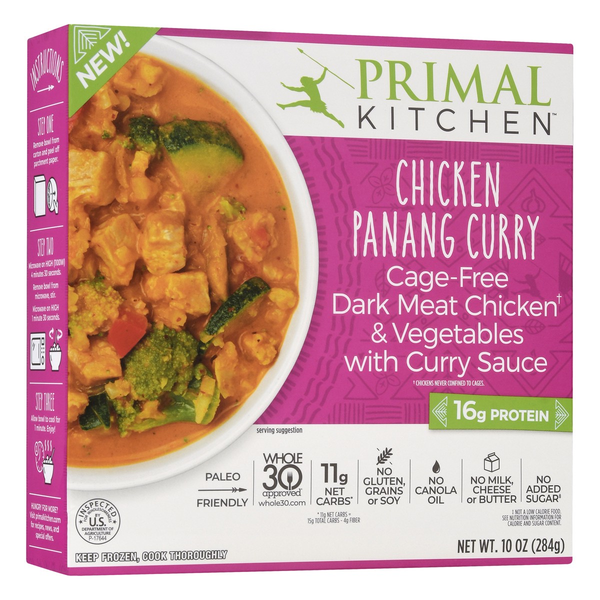 slide 2 of 10, Primal Kitchen Gluten Free Frozen Panang Chicken Curry Bowl, 10 oz