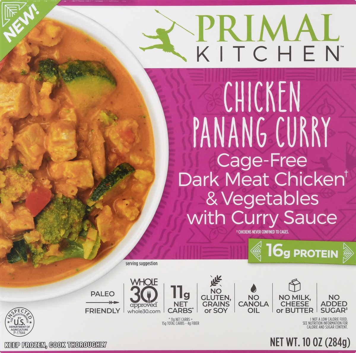 slide 9 of 10, Primal Kitchen Gluten Free Frozen Panang Chicken Curry Bowl, 10 oz