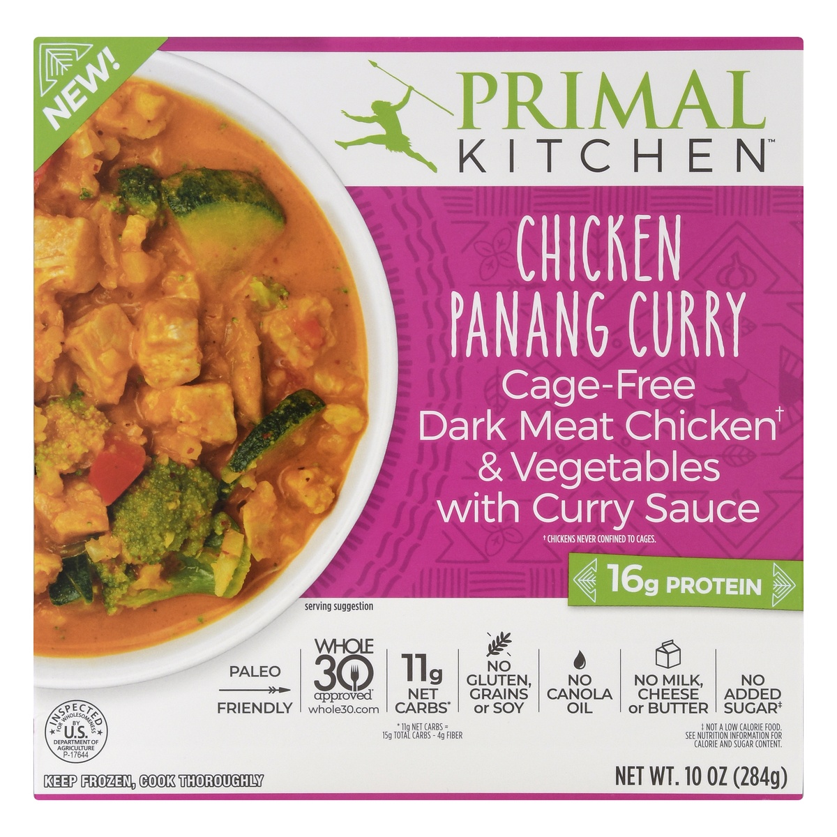 slide 1 of 10, Primal Kitchen Gluten Free Frozen Panang Chicken Curry Bowl, 10 oz