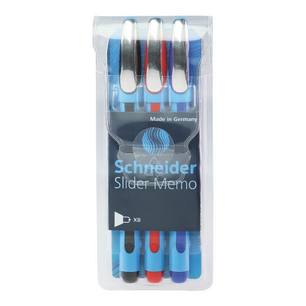 slide 1 of 1, Schneider Slider Memo Xb Ballpoint Pens, Extra Bold Point, 1.4 mm, Assorted Barrels, Assorted Ink Colors, 3 ct