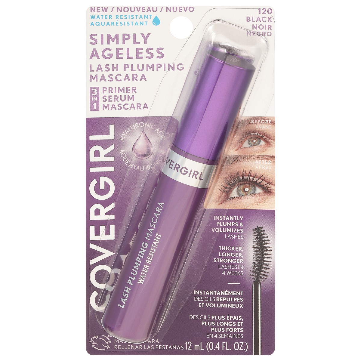 slide 1 of 10, Covergirl Black 120 Simply Ageless Lash Plumping Mascara 0.4 fl oz, 0.4 fl oz