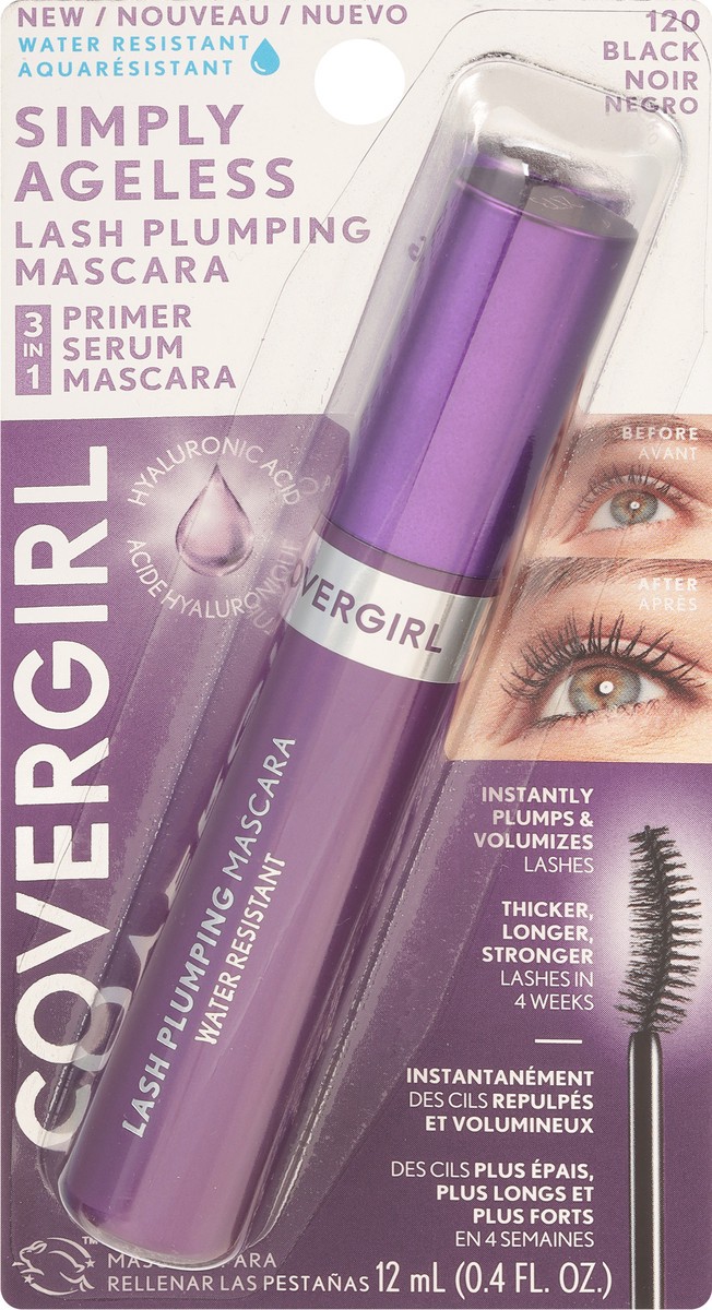 slide 3 of 10, Covergirl Black 120 Simply Ageless Lash Plumping Mascara 0.4 fl oz, 0.4 fl oz
