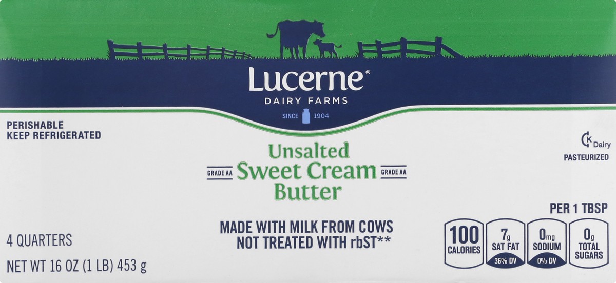 slide 6 of 13, Lucerne Dairy Farms Lucerne Sweet Cream Unsalted Butter, 16 oz