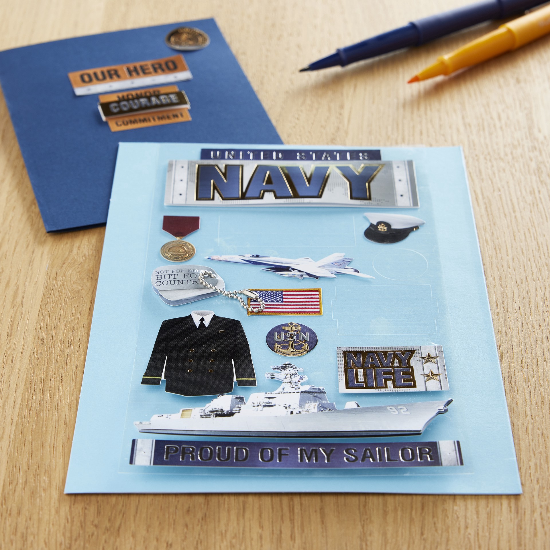 slide 4 of 4, Navy Dimensional Stickers By Recollections, 3.875 in x 6.875 in