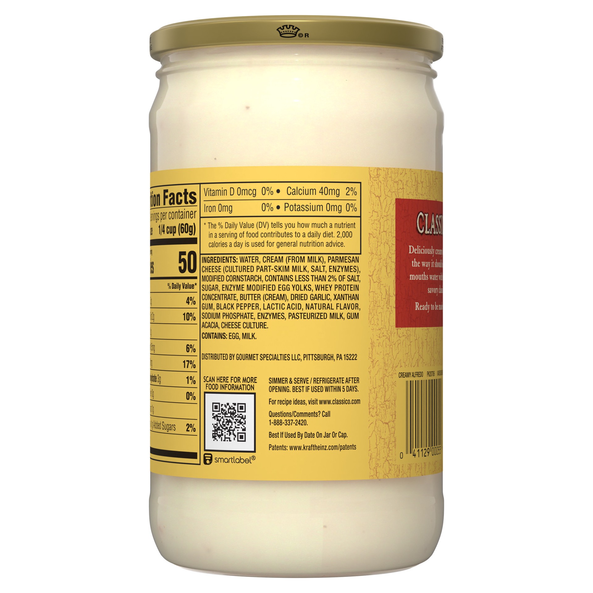 slide 4 of 5, Classico Creamy Alfredo Pasta Sauce, 22 oz Jar, 22 oz