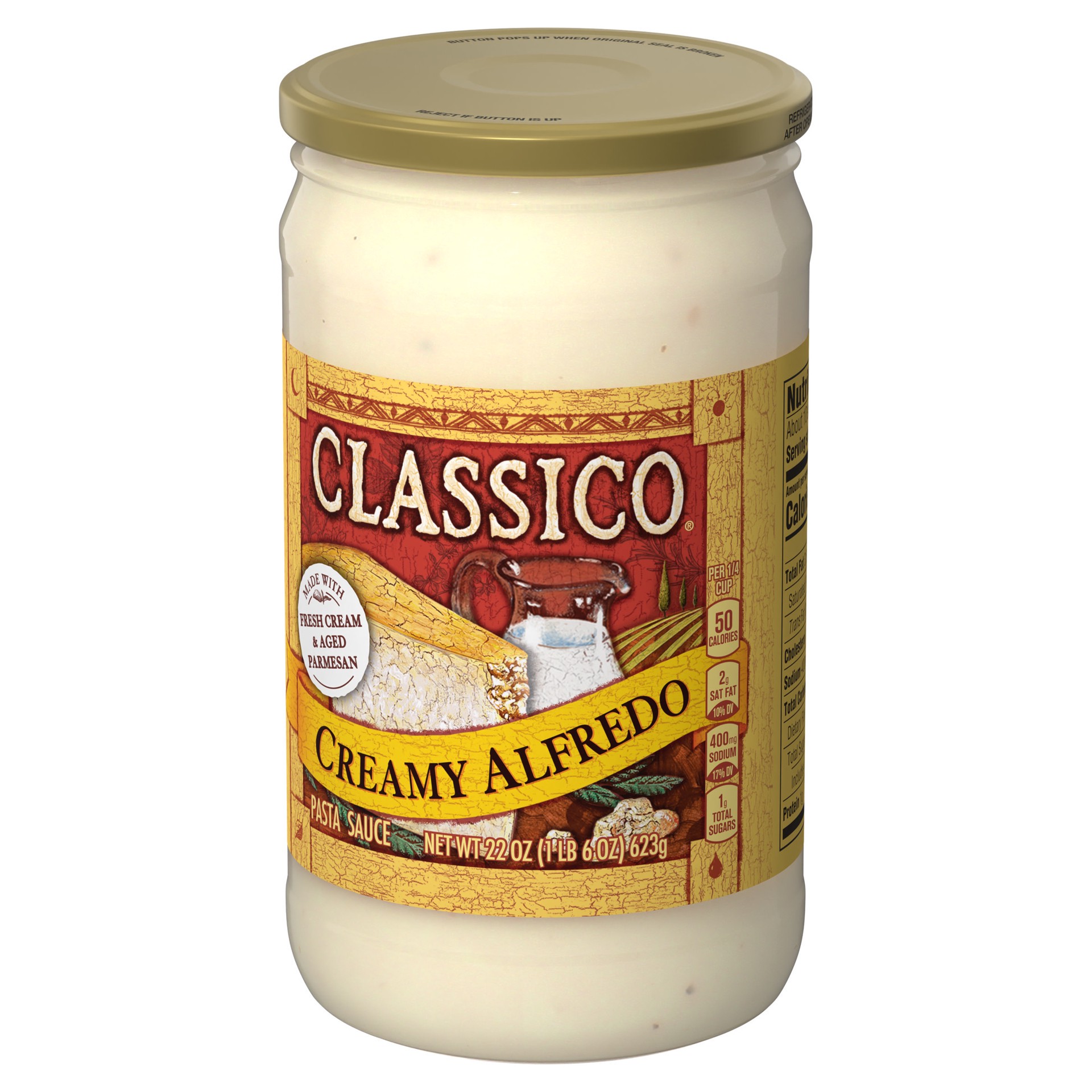 slide 3 of 5, Classico Creamy Alfredo Pasta Sauce, 22 oz Jar, 22 oz