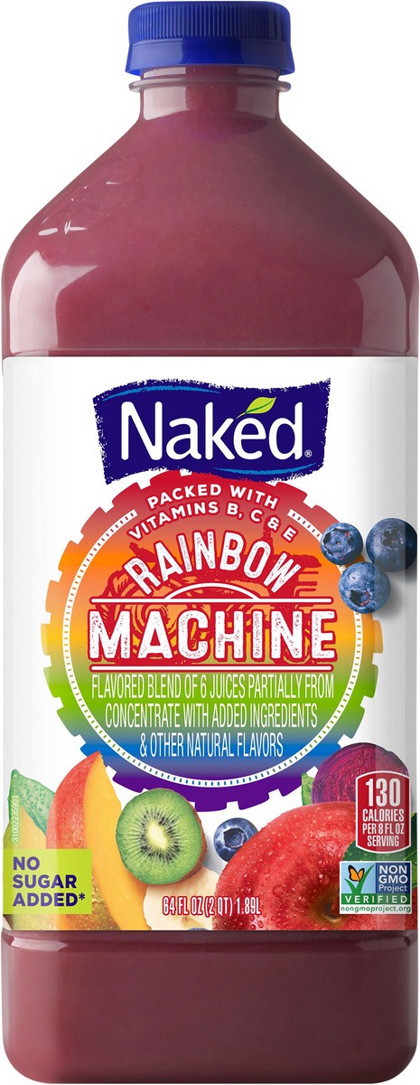 slide 4 of 7, Naked 100% Juice Flavored Blend Of Juices Rainbow Machine 64 Fl Oz Bottle, 64 oz