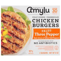 Amylu Foods Charbroiled Paleo Three Pepper Chicken Burgers 2 ea