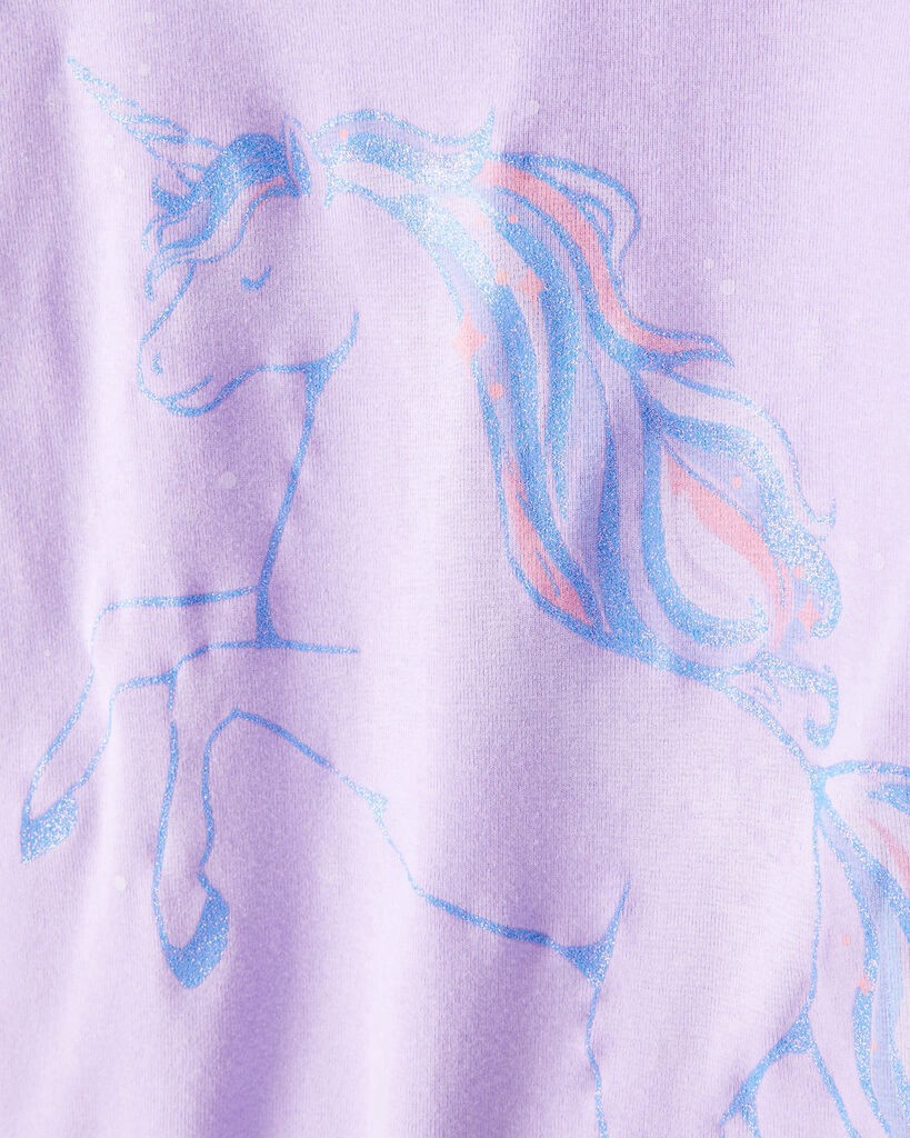 slide 3 of 4, Carter's Girls Unicorn Print 100% Cotton Long-Sleeve 4-Piece Pajamas - Purple Purple 10, 4 pc