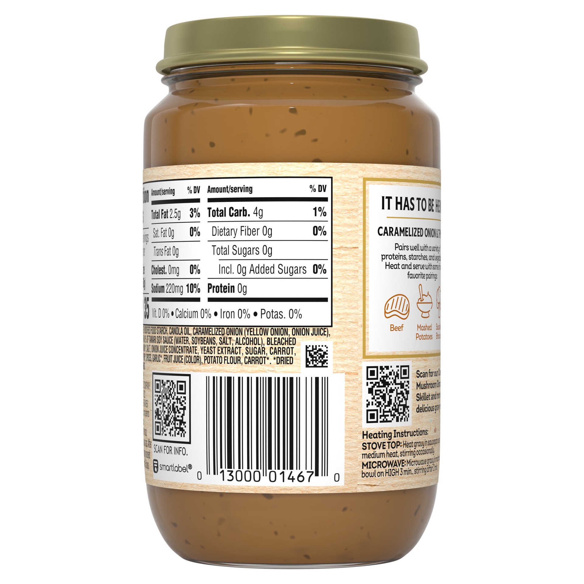 slide 3 of 5, Heinz HomeStyle Caramelized Onion and Thyme Gravy, 12 oz Jar, 12 oz