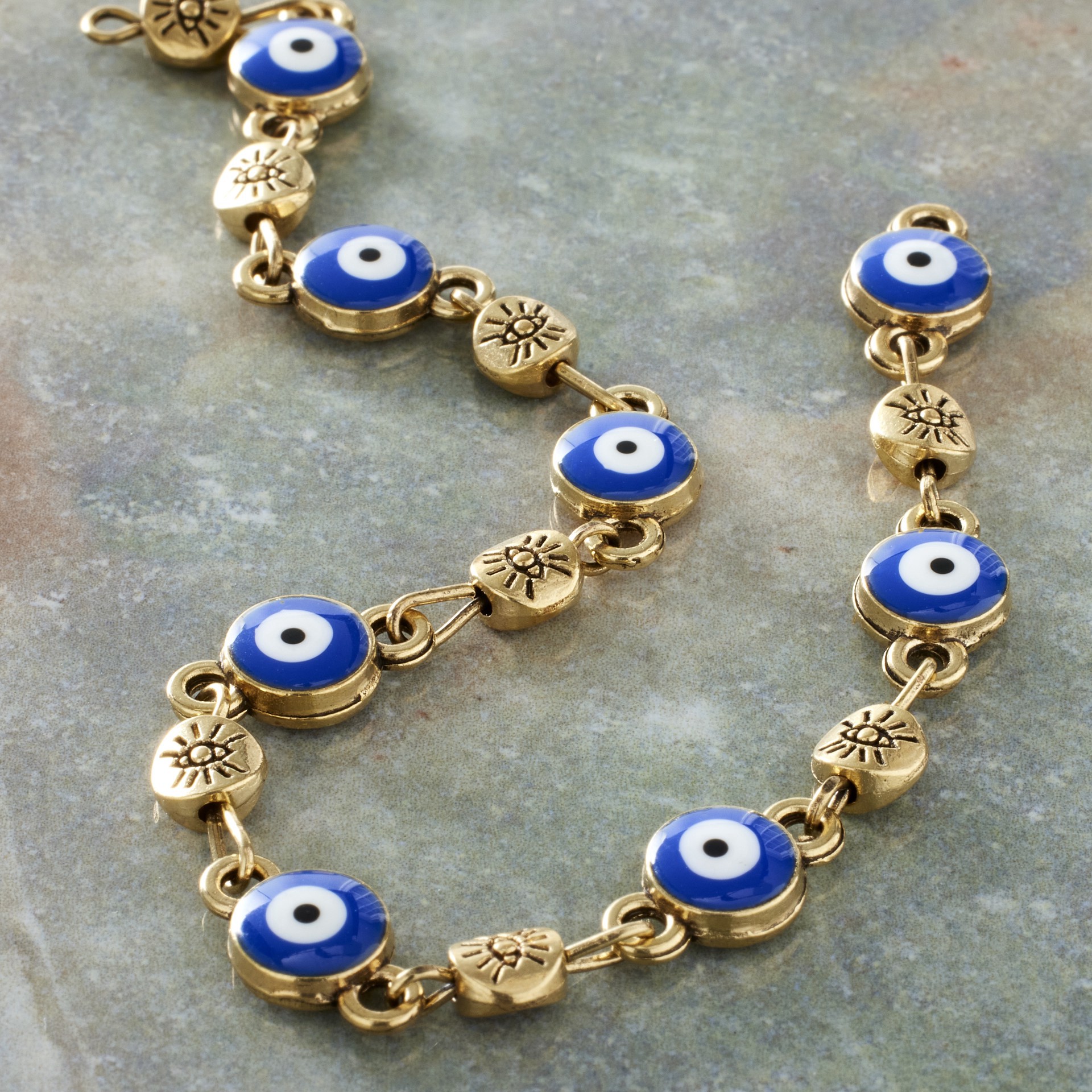 slide 3 of 3, Antique Gold Metal Evil Eye Beads By Bead Landing, 5mm-8mm