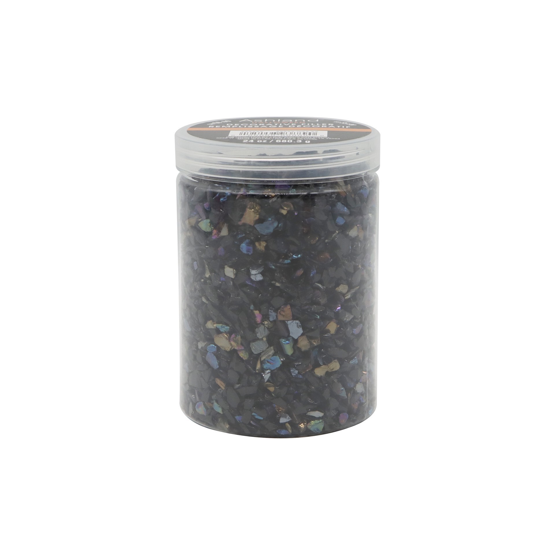 slide 4 of 4, 24oz. Black Iridescent Micro Crushed Glass Decorative Filler By Ashland, 24 oz