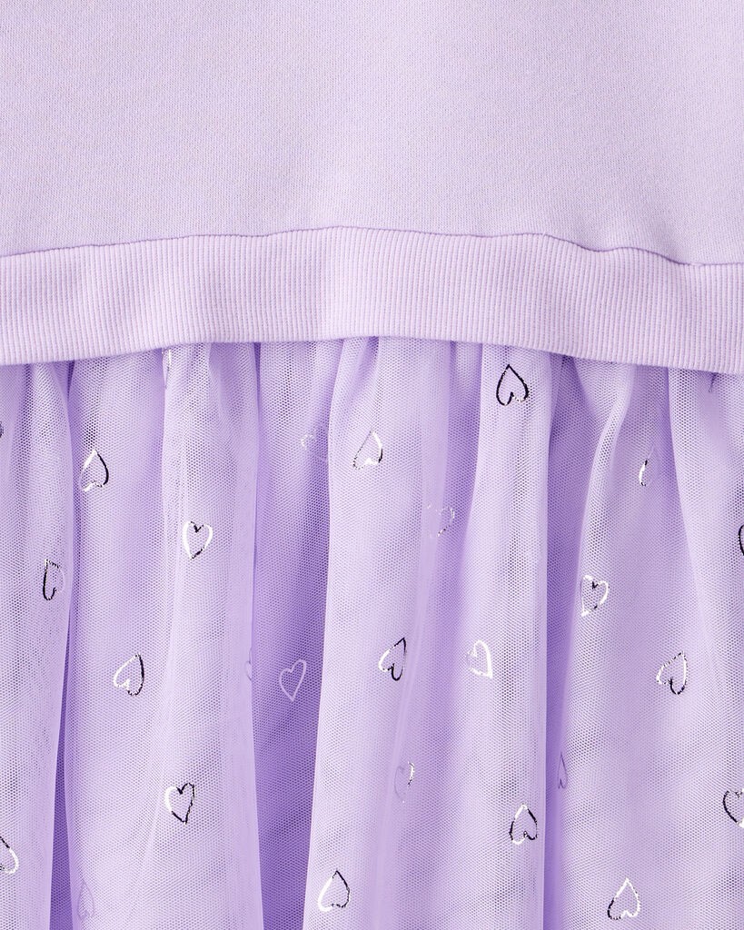 slide 2 of 3, Carter's Carters Girls Metallic Heart Long-Sleeve Tulle Dress - Purple Lavender 8, 1 ct