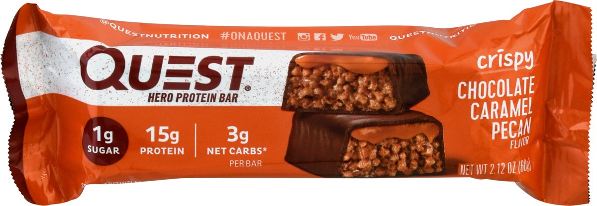 slide 1 of 2, Quest Hero Protein Bar, Chocolate Caramel Pecan, 1 ct