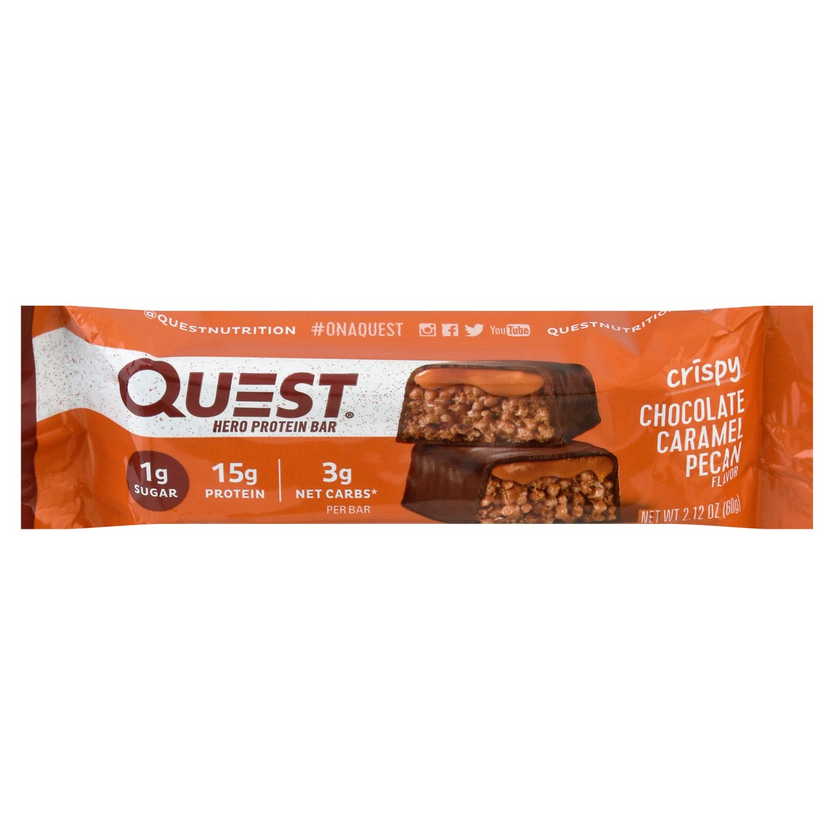 slide 1 of 2, Quest Hero Protein Bar, Chocolate Caramel Pecan, 1 ct