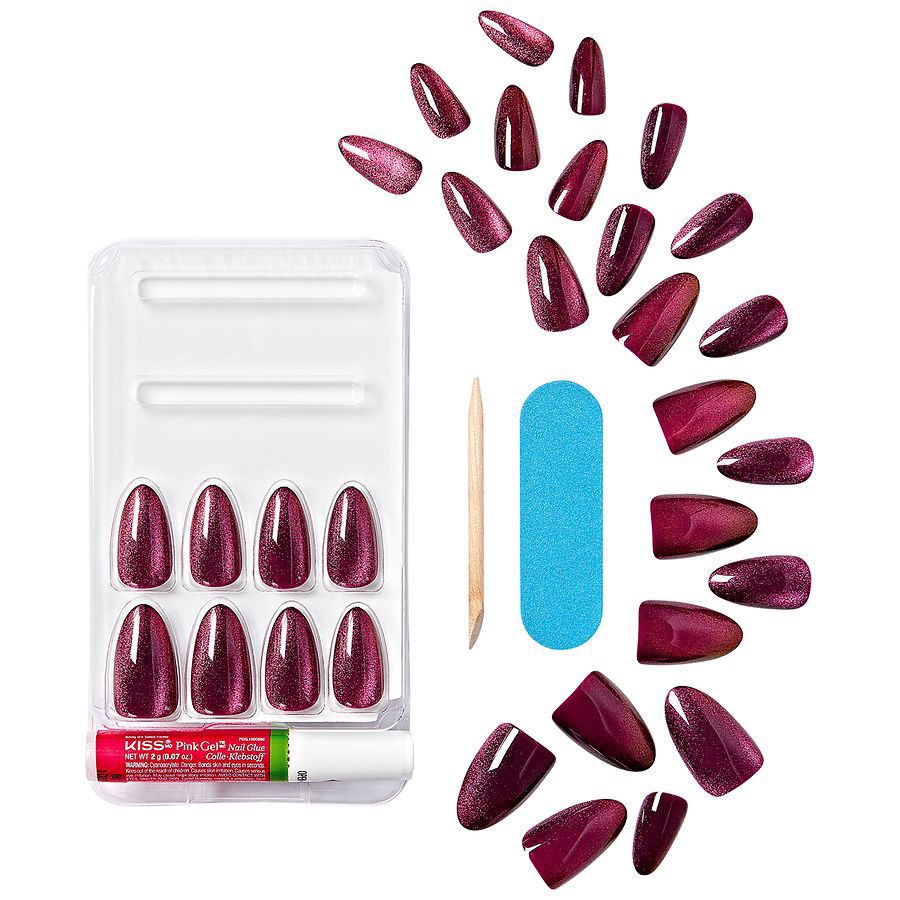 slide 2 of 5, Kiss Gel Fantasy Glue-On Nails Medium - Stream, 1 ct