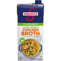 Swanson 33% Less Sodium Chicken Broth, 32 oz Carton
