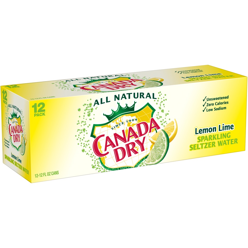 slide 2 of 3, Canada Dry Lemon Lime Sparkling Seltzer Water, 12 ct; 12 fl oz