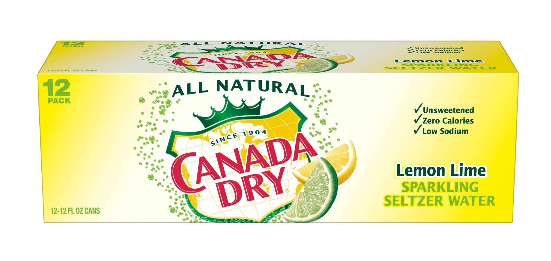 slide 1 of 3, Canada Dry Lemon Lime Sparkling Seltzer Water, 12 ct; 12 fl oz