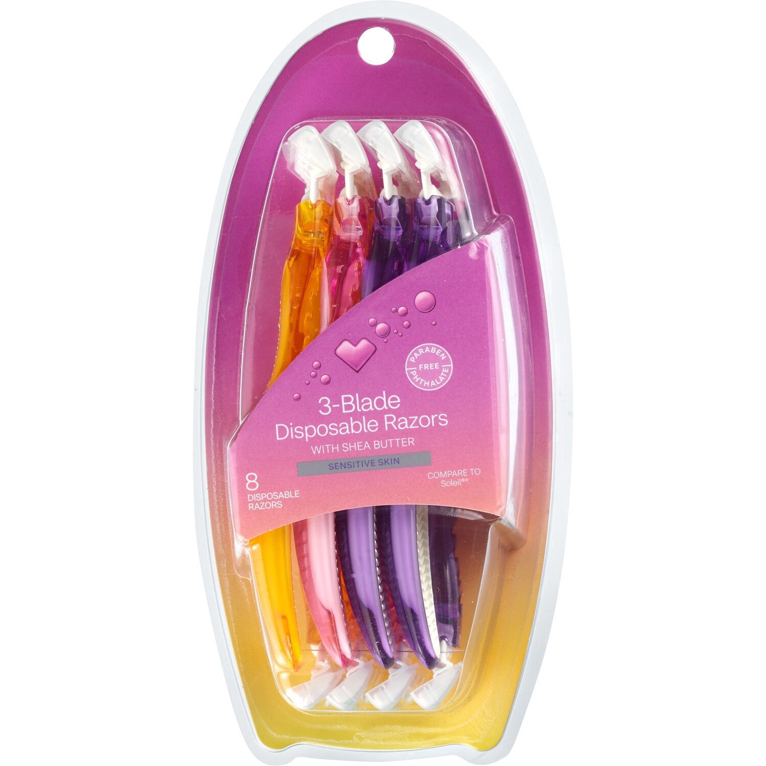 slide 1 of 1, CVS Beauty Women's 3 Blade Disposable Razors With Shea Butter, 8 Ct, 1 ct