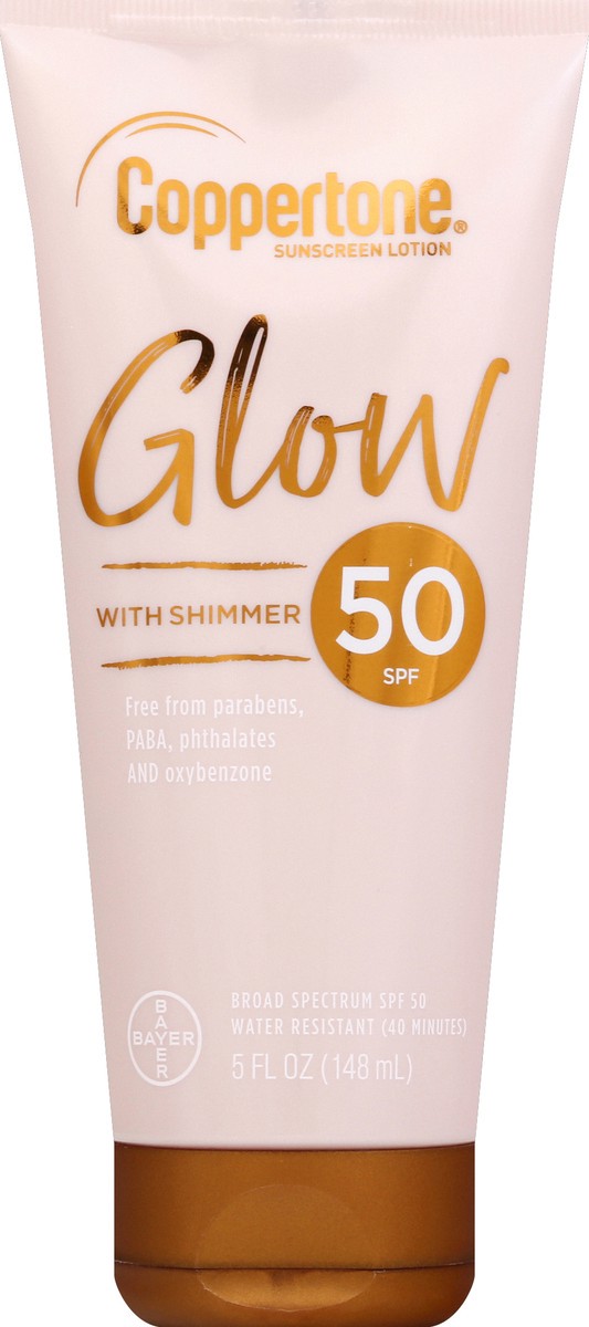 slide 5 of 7, Coppertone Nbspglow Sunscreen with Shimmer - SPF 50, 5 fl oz