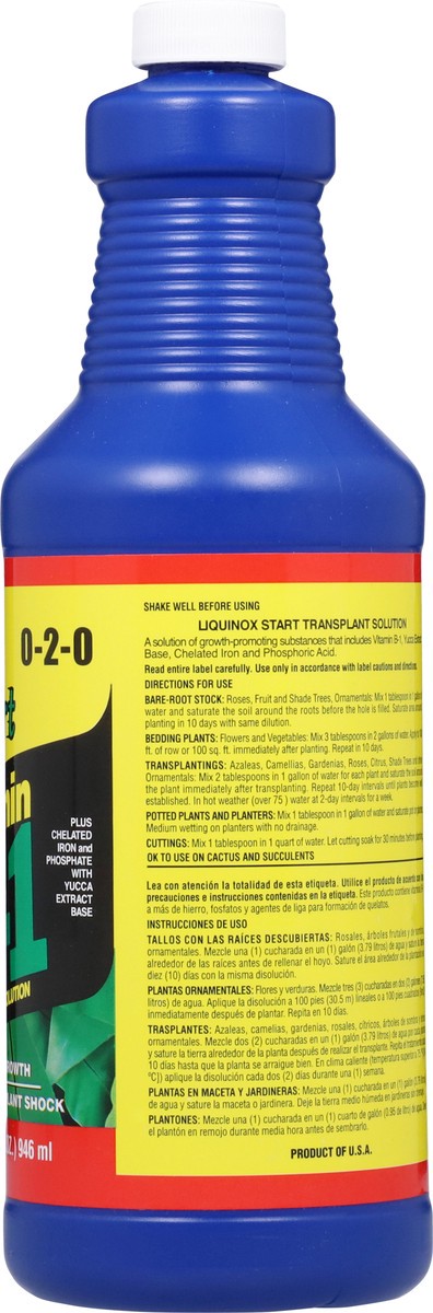 slide 10 of 12, Liquinox Vitamin B-1 Transplant Solution for Root Growth 1 qt, 1 ct
