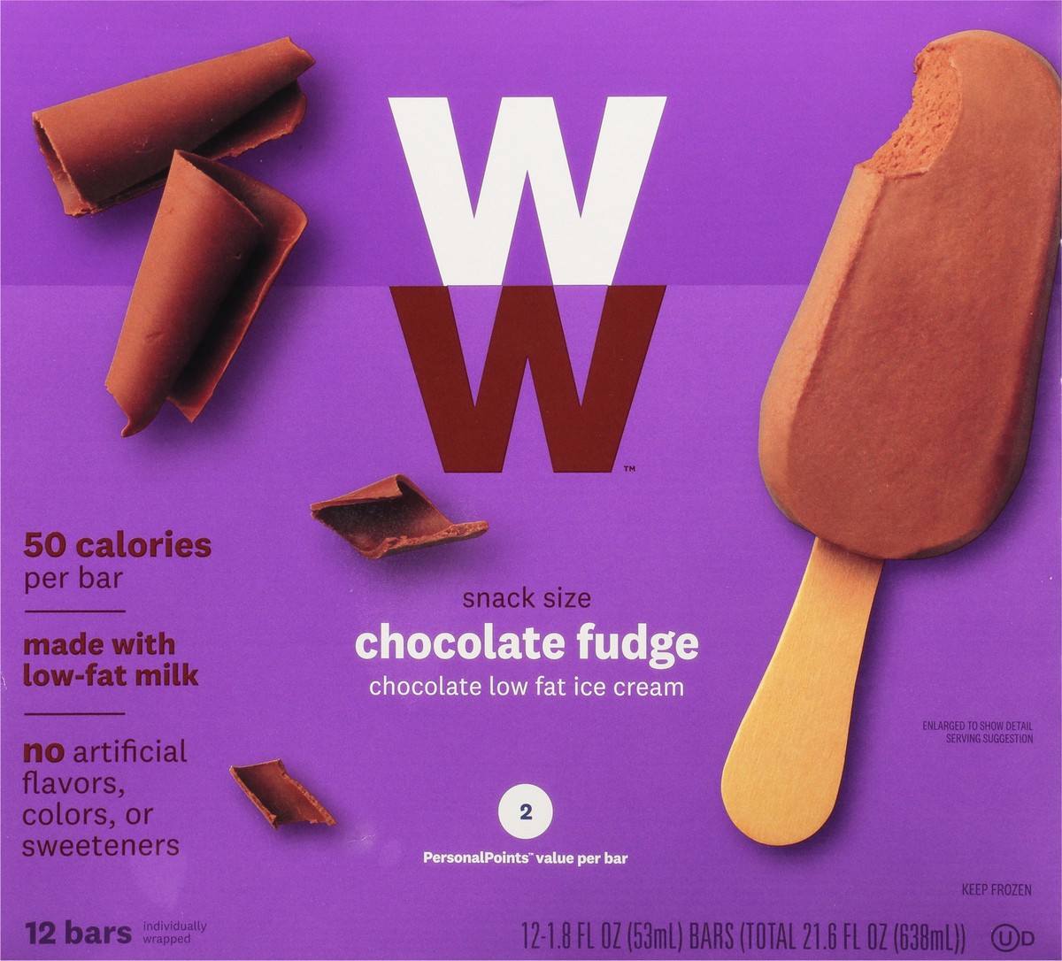 slide 6 of 9, WW Weight Watchers Chocolate Fudge Fudge Bars 12Ct, 21.6 fl oz