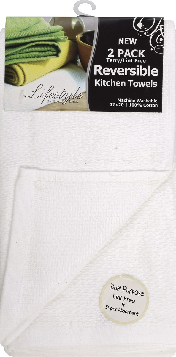 slide 2 of 2, Royal Crest Kitchen Towels, Reversible, Value Pack, 2 ct