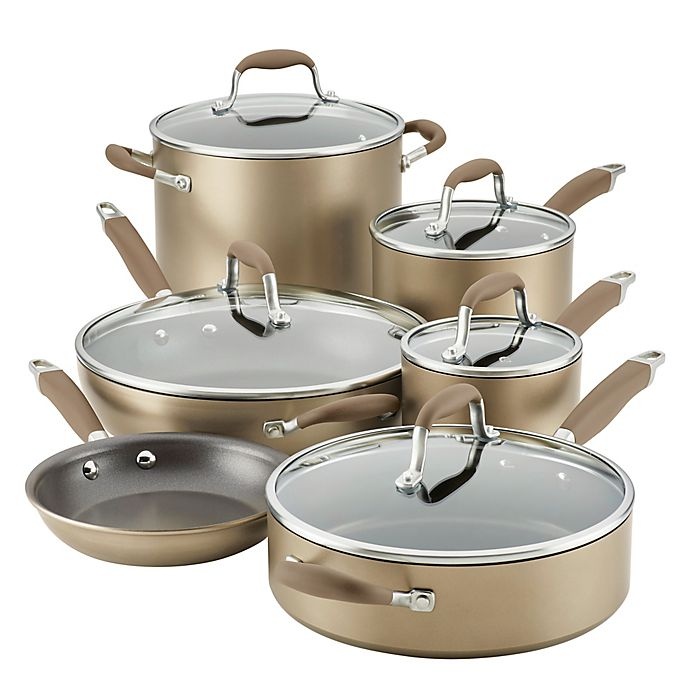 slide 1 of 12, Anolon Advanced Home Hard-Anodized Nonstick Cookware Set - Bronze, 11 ct