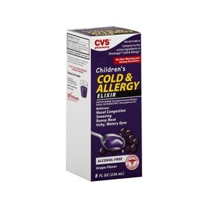 slide 1 of 1, CVS Pharmacy Children's Grape Cold & Allergy Elixir, 8 fl oz; 236 ml