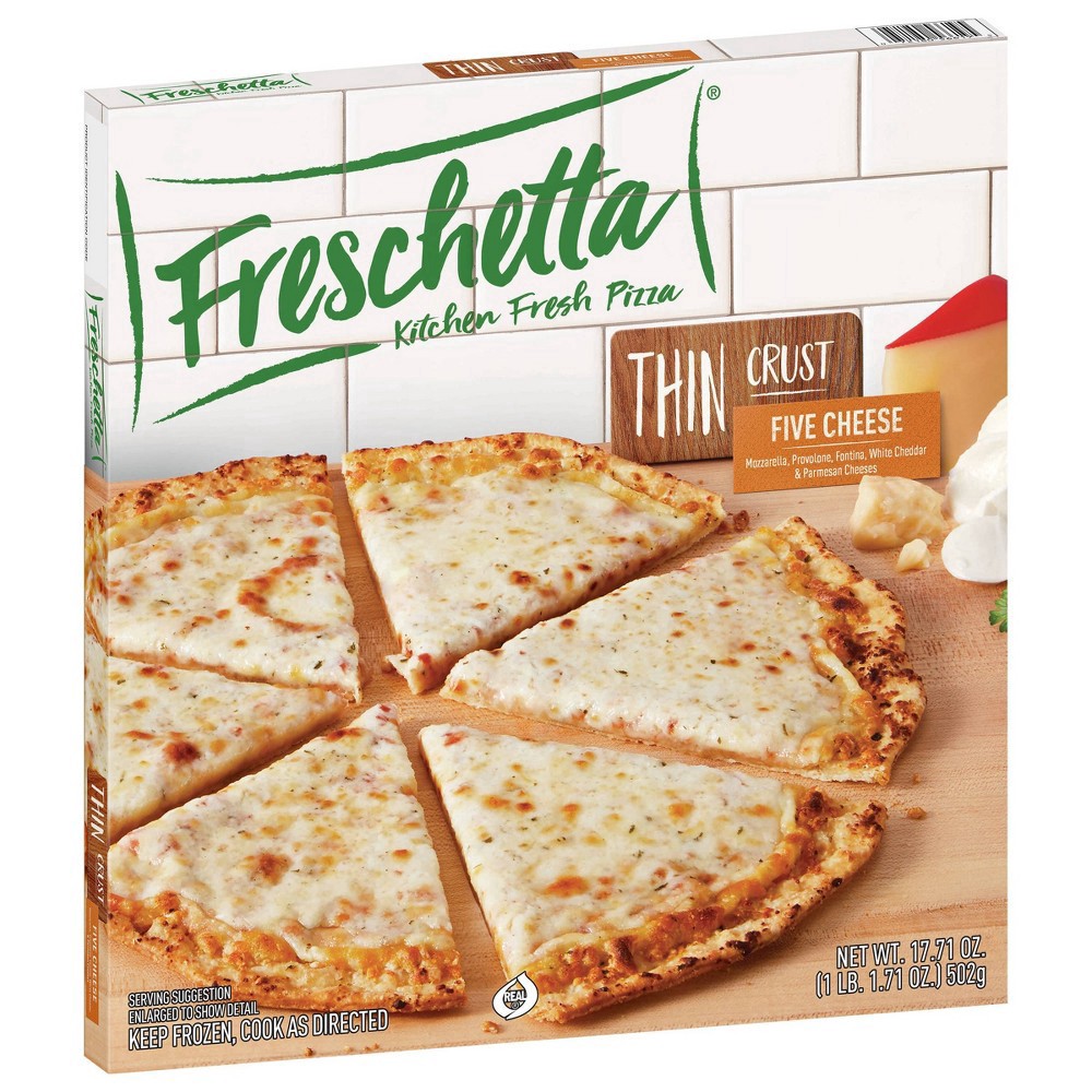 slide 2 of 6, Freschetta Kitchen Fresh Thin Crust Five Cheese, 17.1 oz