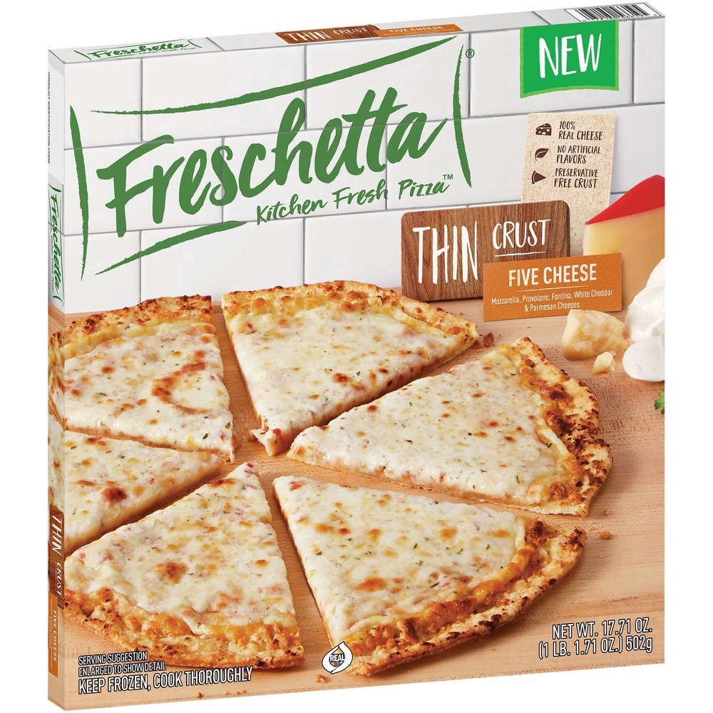 slide 4 of 6, Freschetta Kitchen Fresh Thin Crust Five Cheese, 17.1 oz